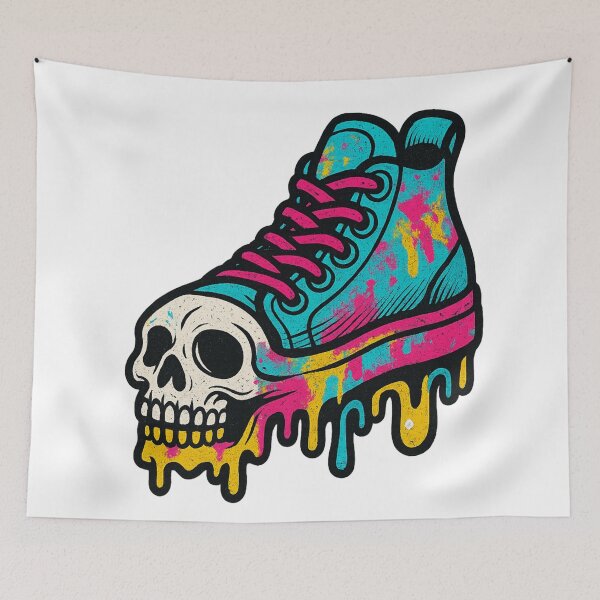 Item preview, Melting Skull Sneaker – Urban Horror Street Art Design designed and sold by VIBE CRAFT STUDIO.