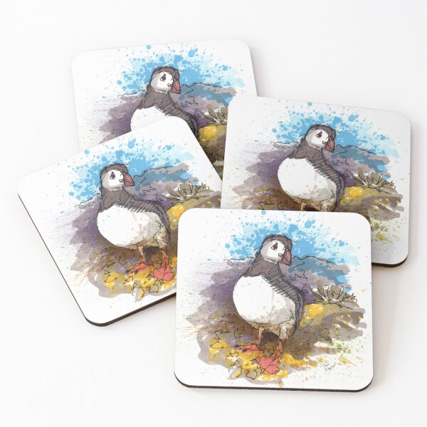 Item preview, Puffin Splatter Painting designed and sold by Tom Napper Design.