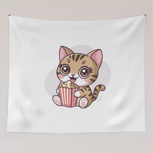 Item preview, cat eating popcorn designed and sold by Eternalski.