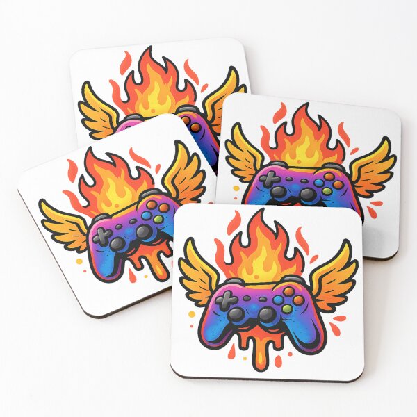 Item preview, Flaming Gamer Controller – Winged Fire Gamepad Art designed and sold by VIBE CRAFT STUDIO.