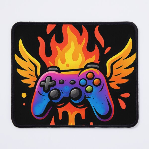 Item preview, Flaming Gamer Controller – Winged Fire Gamepad Art designed and sold by VIBE CRAFT STUDIO.