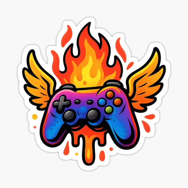 Item preview, Flaming Gamer Controller – Winged Fire Gamepad Art designed and sold by VIBE CRAFT STUDIO.