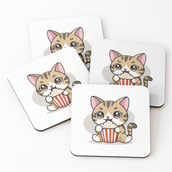 Item preview, cat eating popcorn designed and sold by Eternalski.