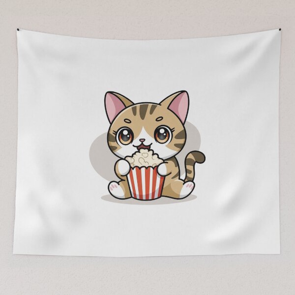 Item preview, cat eating popcorn designed and sold by Eternalski.