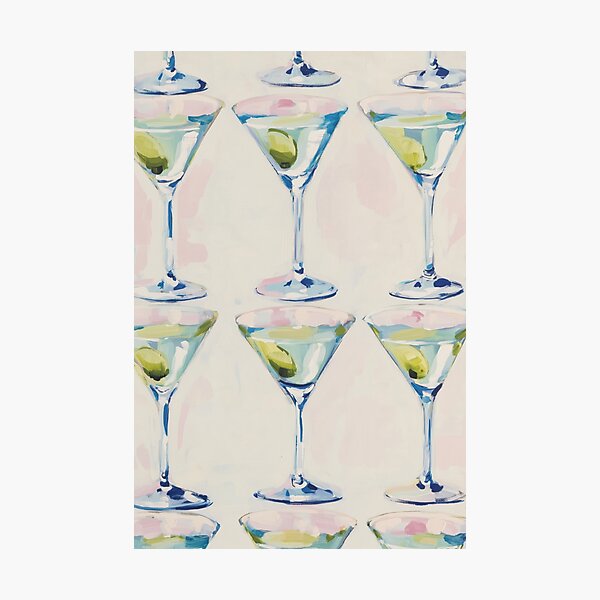 Aperçu de l'œuvre Cocktail Martini sale rose et bleu rétro tendance créée et vendue par Nova~Prints.