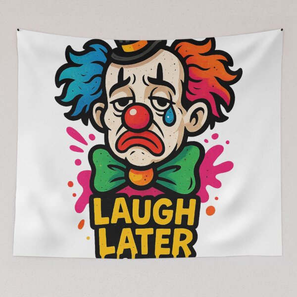Item preview, Laugh Later – Vintage Sad Clown with Bowtie designed and sold by VIBE CRAFT STUDIO.
