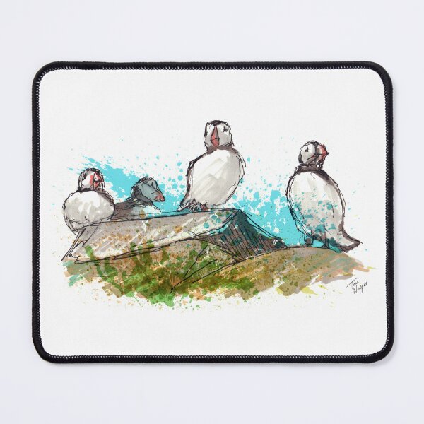 Item preview, Puffins on rock - Splatter Painting designed and sold by Tom Napper Design.