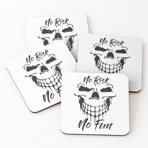 Item preview, Skull head, saying No Risk No Fun designed and sold by DruckundFolienDepot.