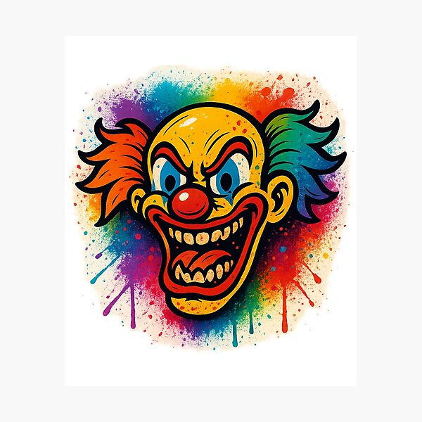Item preview, Psycho Clown – Crazy Color Explosion Horror Art designed and sold by VIBE CRAFT STUDIO.
