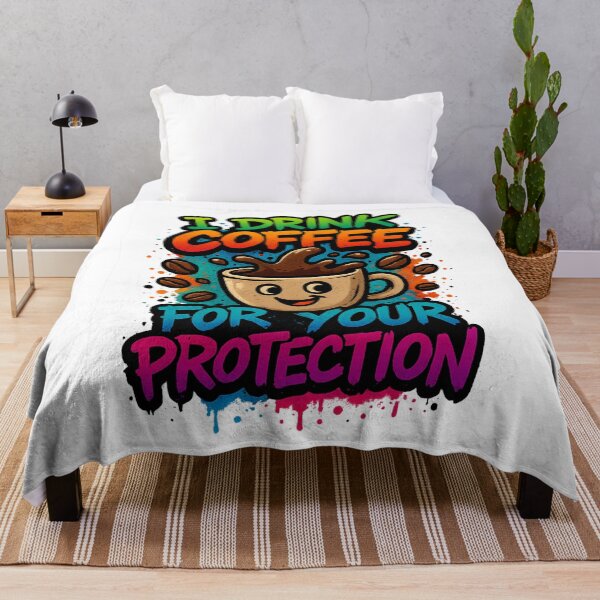 Item preview, I Drink Coffee for Your Protection – Funny Graffiti Coffee Cup T-Shirt designed and sold by LuckyFoxMerch.