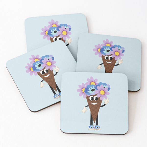 Item preview,  Flat Design Illustration with Character Fun Ice Cream and Flowers Blue designed and sold by AlginaPugachova.