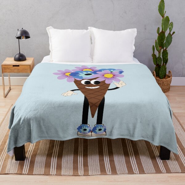 Item preview, Flat Design Illustration with Character Fun Ice Cream and Flowers Blue designed and sold by AlginaPugachova.