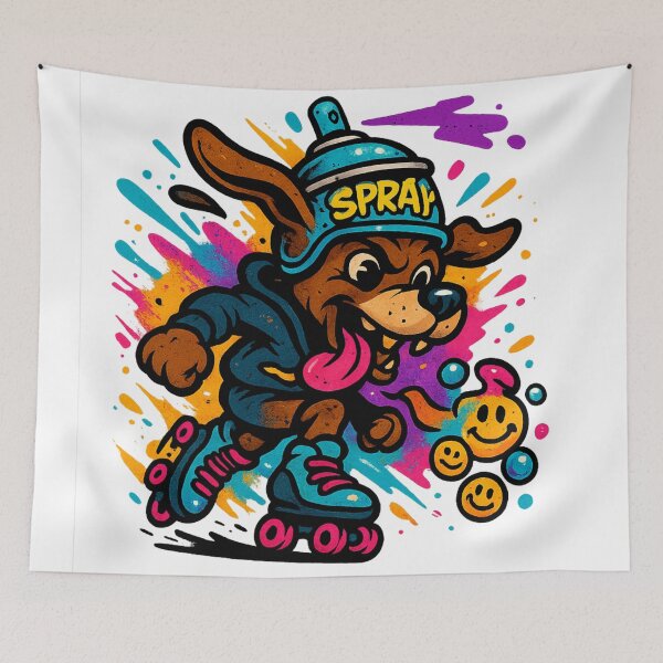 Item preview, Graffiti Dog on Rollers – Spray & Smile Style designed and sold by VIBE CRAFT STUDIO.
