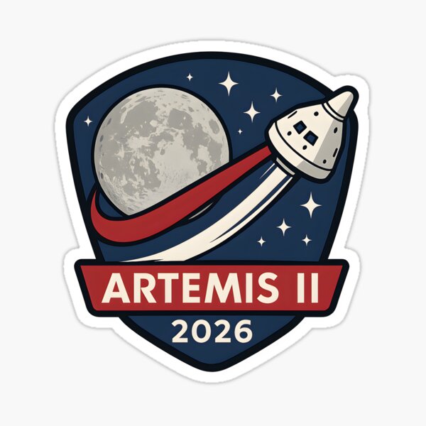 Artemis II 2026 Moon Mission Patch – Retro Space Badge Design Sticker