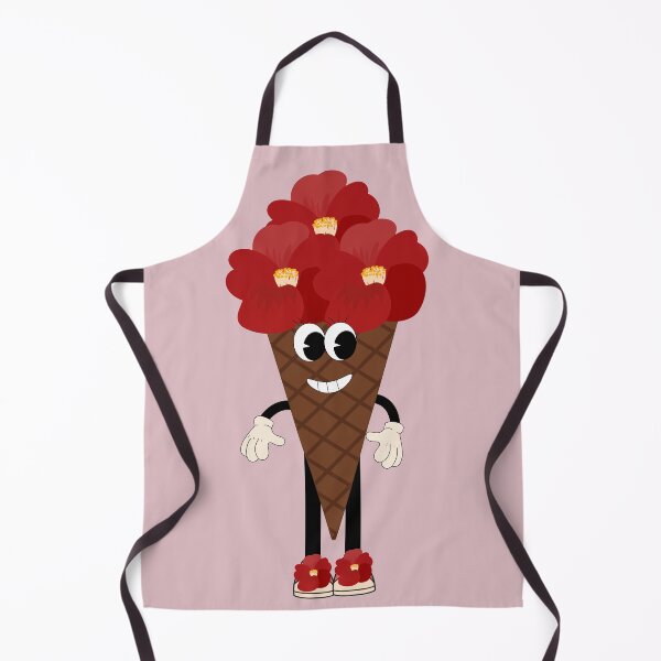 Item preview, Flat Design Illustration with Character Fun Ice Cream and Red Flowers designed and sold by AlginaPugachova.