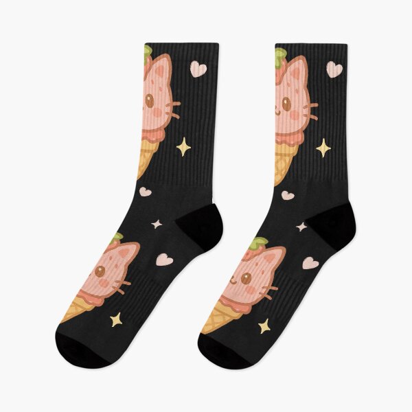 Item preview, Kawaii whimsical cute strawberry ice cream cat designed and sold by Like a Kid Designs.