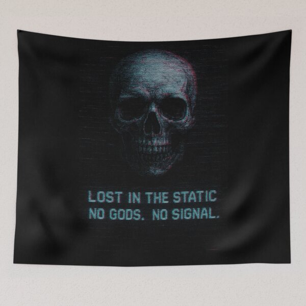 Item preview, Lost in the Static – Glitched Skull Cyberpunk Aesthetic designed and sold by Hirvipelto.