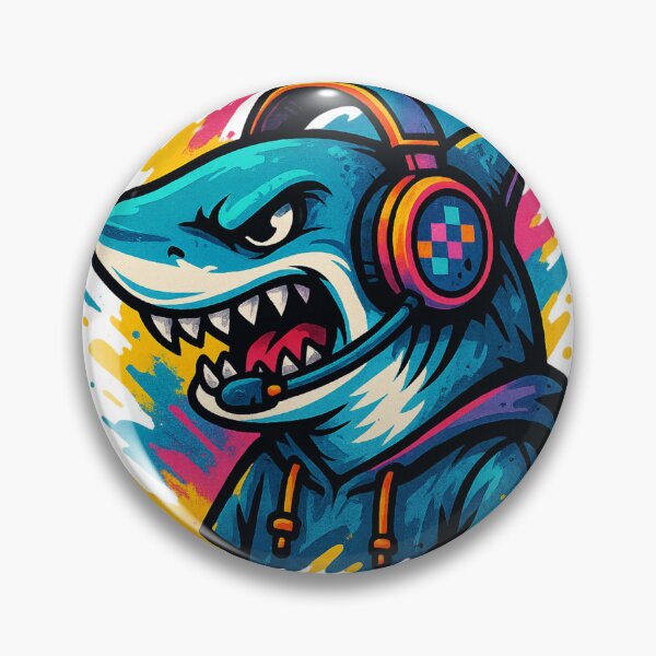 Item preview, Gamer Shark – Predator of the Pixel Arena designed and sold by VIBE CRAFT STUDIO.