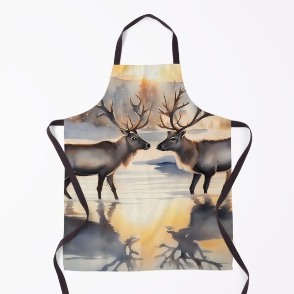 Item preview, Two Reindeers in Winter Lake designed and sold by CalmnessbyChoice.