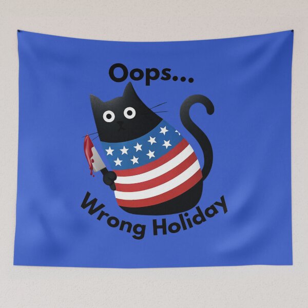Item preview, Knife Cat Funny July 4th Black Cat  "Oops... Wrong Holiday"  designed and sold by Gear Camel.