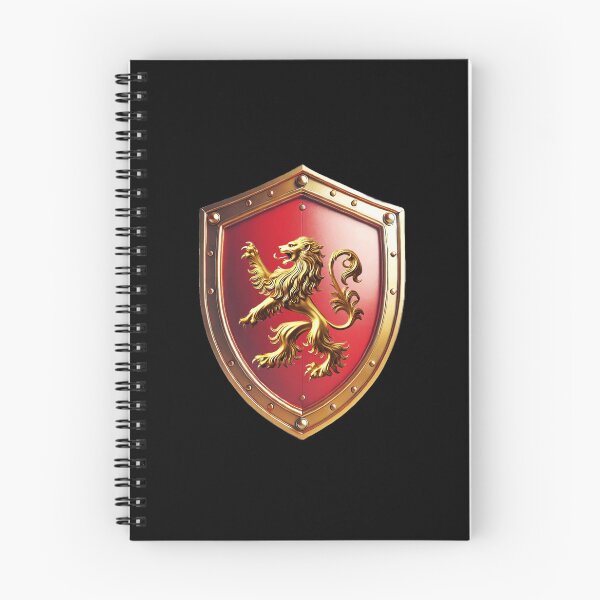 Item preview, Morris Shield  Golden Lion Pride on Fiery Red Background designed and sold by Highlandkings.