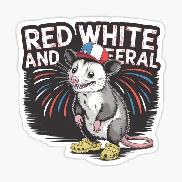 Item preview, Red White And Feral Funny Opossum designed and sold by KaroPrints.