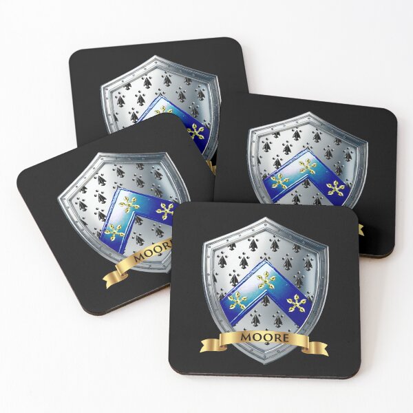 Item preview, Moore Shield  Blue Chevron and Golden Crosses on Silver Ermine designed and sold by Highlandkings.