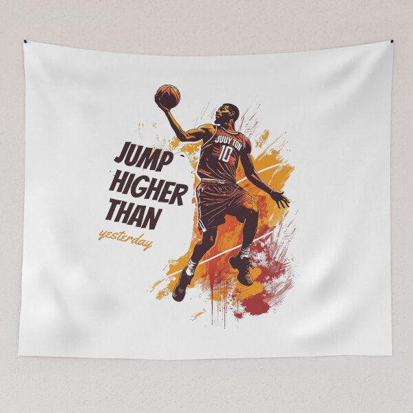 Item preview, Jump Higher Than Yesterday – Motivational Basketball Art designed and sold by JenniferCreaArte .
