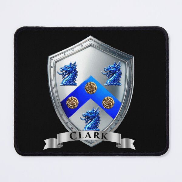 Item preview, Clark Coat of Arms Shield Blue Dragons & Chevron designed and sold by Highlandkings.