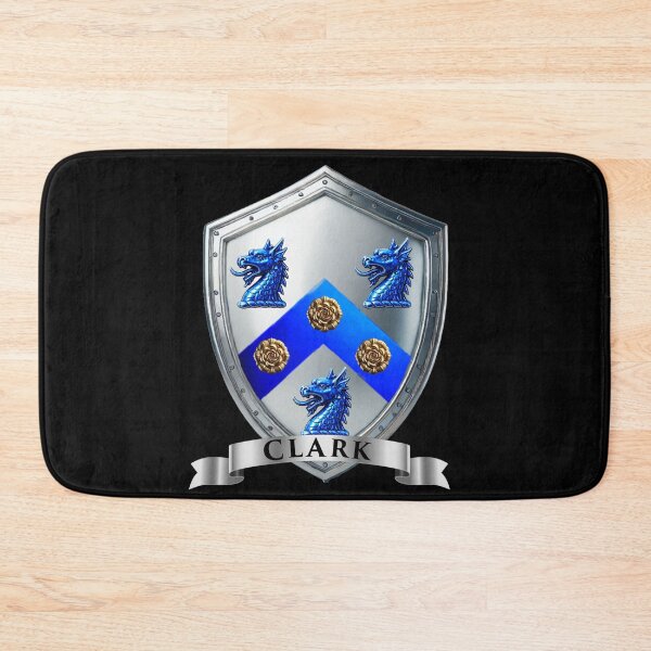 Item preview, Clark Coat of Arms Shield  Blue Dragons & Chevron designed and sold by Highlandkings.