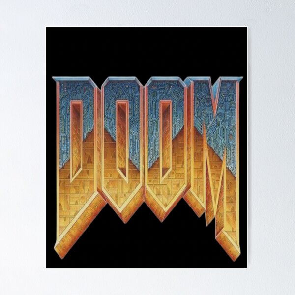 Aperçu de l'œuvre Logo du jeu DOOM – Design hommage aux joueurs de FPS rétro créée et vendue par LAS-PRINTS.