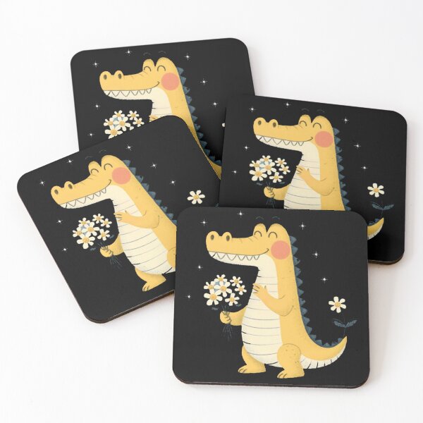Item preview, Whimsical Yellow Crocodile Art – Minimalist Pencil Illustration with Flowers & Stars designed and sold by JOY STORE 45.