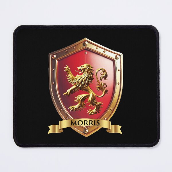 Item preview, Morris Family Shield Golden Lion Crest with Proud Name Banner designed and sold by Highlandkings.