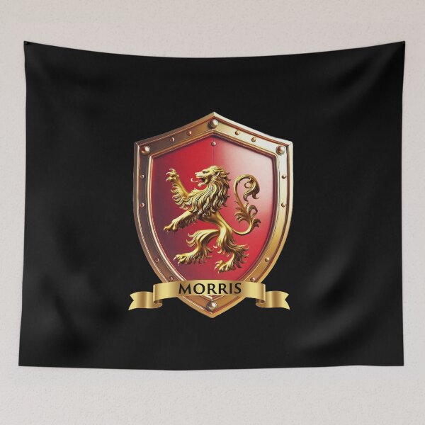 Item preview, Morris Family Shield  Golden Lion Crest with Proud Name Banner designed and sold by Highlandkings.