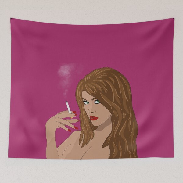 Item preview, Beautiful Sexy Brunette Smoking Hand Drawn Art designed and sold by Maggie1171.