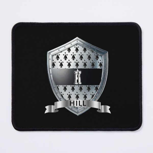Item preview, Hill Family Shield Silver Tower Crest with Proud Name Banner designed and sold by Highlandkings.
