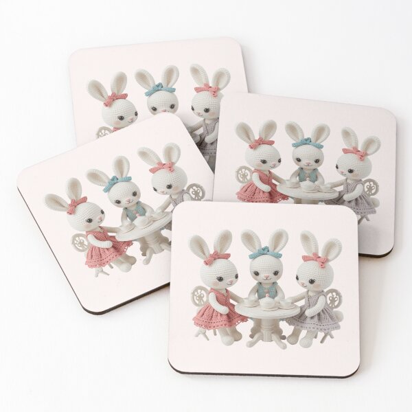 Item preview, Tea Party with Crochet Bunny Friends designed and sold by BrightMint.
