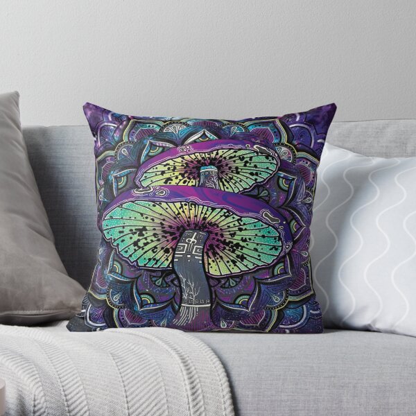 Trippy Shroom Art Throw Pillow