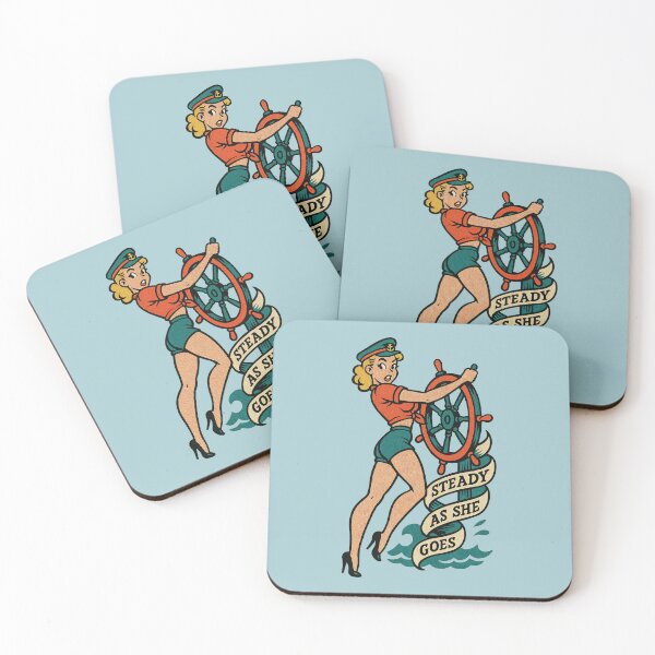 Item preview, Steady As She Goes – Vintage Pin-Up Nautical Sailor Girl Design designed and sold by Victor Shadehorn.