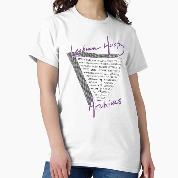 Item preview, LHA triangle: the word "lesbian" in 40 languages! designed and sold by Lesbian Herstory Archives.