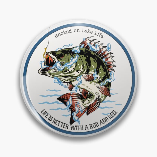 Item preview, Pegatina "Hooked on Lake Life": ¡perfecta para pescadores y amantes del lago! designed and sold by TopRBArtist.