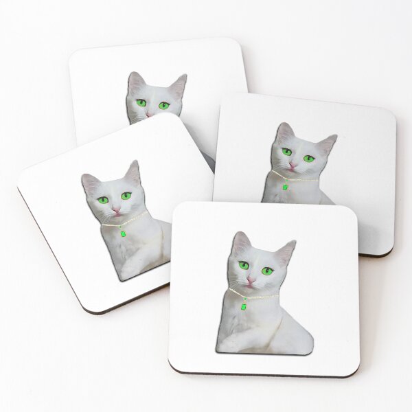Item preview, Glamorous White Cat with Green Eyes designed and sold by HoorayDesigns.
