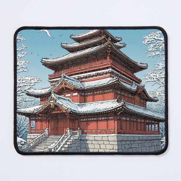 Item preview, Japanese Samurai Palace in winter, anime style designed and sold by MerlinWear.