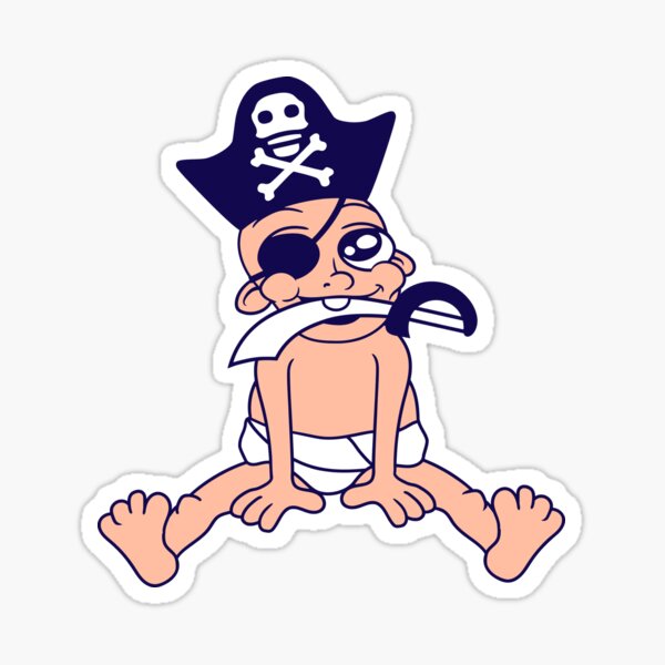 Item preview, Baby Pirate Sits Cute Cap Sabre Fun Diaper Toddler designed and sold by shirt-o-mat.