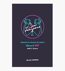 San Junipero "Heaven Is a Place on Earth" (Blue Background) Photographic Print