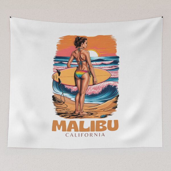 Item preview, A Vintage Illustration of Malibu - California  designed and sold by GoodOldVintage.