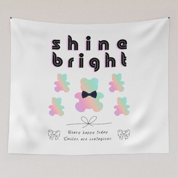 Item preview, Shine Bright Rainbow Bears – Gradient Teddy with Bow designed and sold by mintmono-studio.