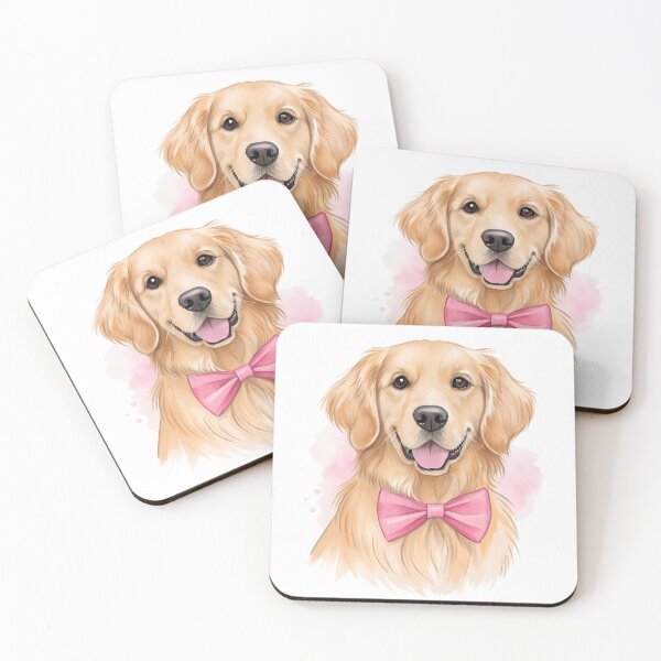 Item preview, Dapper Golden Retriever with Pink Bow Tie designed and sold by ashofthesouth.