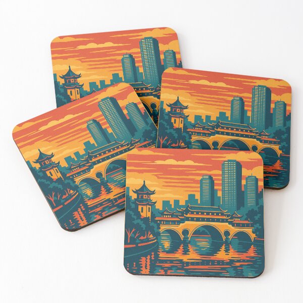 Item preview, Chengdu Retro Pop Art Travel Poster | Colorful Cityscape Illustration | Vibrant Sichuan Culture Design | Funky Urban Landmark Art | Vintage-Inspired China Poster designed and sold by PaintedPixels01.