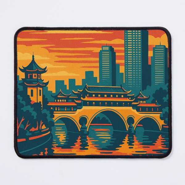 Item preview, Chengdu Retro Pop Art Travel Poster | Colorful Cityscape Illustration | Vibrant Sichuan Culture Design | Funky Urban Landmark Art | Vintage-Inspired China Poster designed and sold by PaintedPixels01.